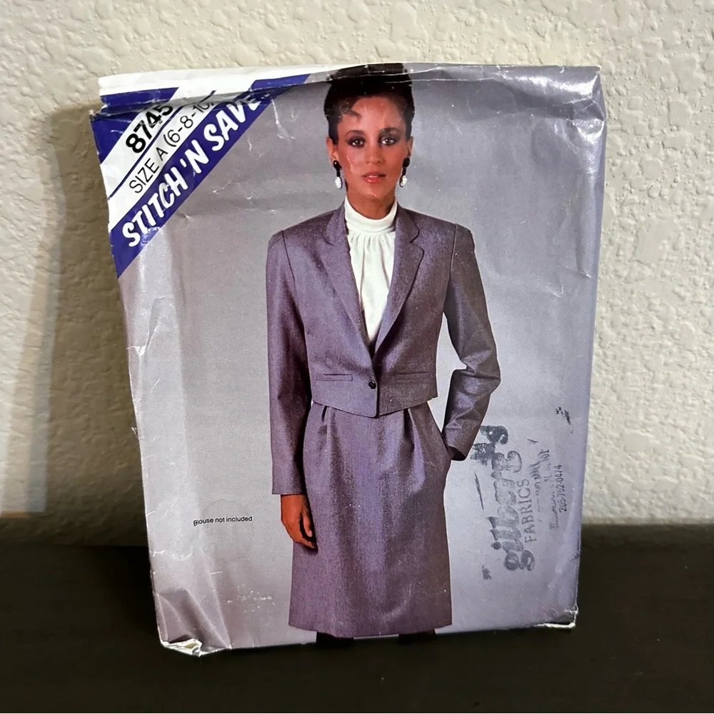 Vintage Sewing Pattern McCall’s Skirt Blouse Suit Jacket Stitch N Save 1980s 80s